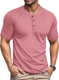 Men's Henley Short Sleeve Cotton Shirt - Lightweight Summer Essential