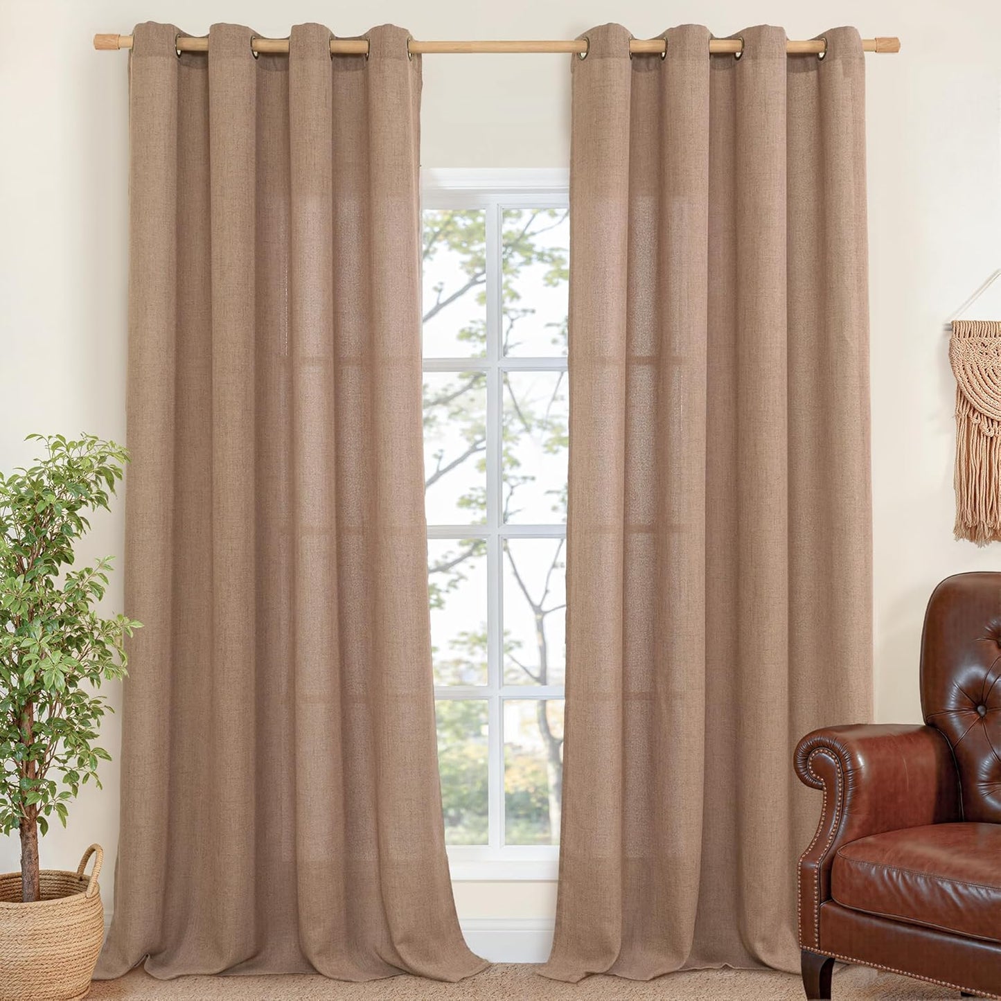 YoungsTex Linen Curtains 95 Inches Length for Cozy Living Spaces