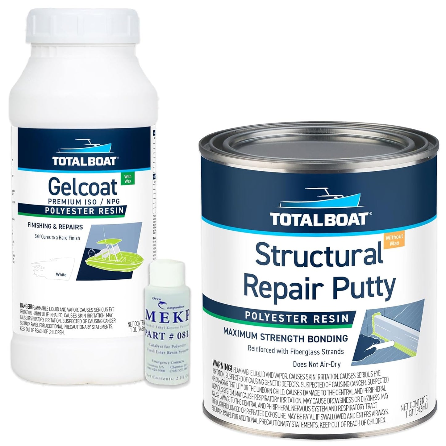 TotalBoat White Gelcoat and Repair Putty Kit for Marine Repairs
