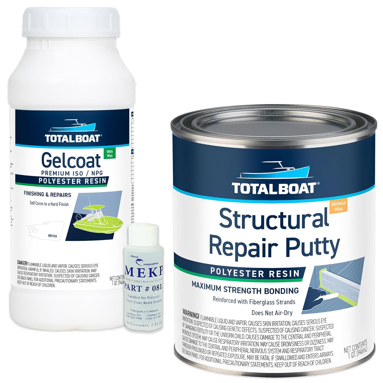 TotalBoat White Gelcoat and Repair Putty Kit for Marine Repairs