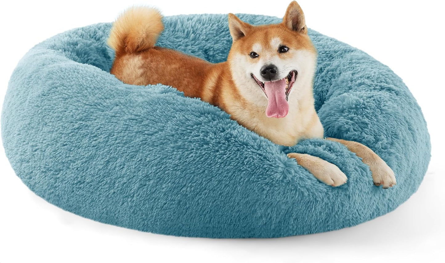 Calming Dog Bed for Medium Dogs - Plush Faux Fur Comfort