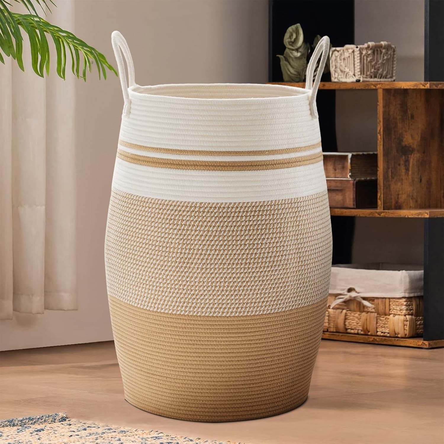 105L Extra Large Woven Laundry Hamper for Stylish Storage