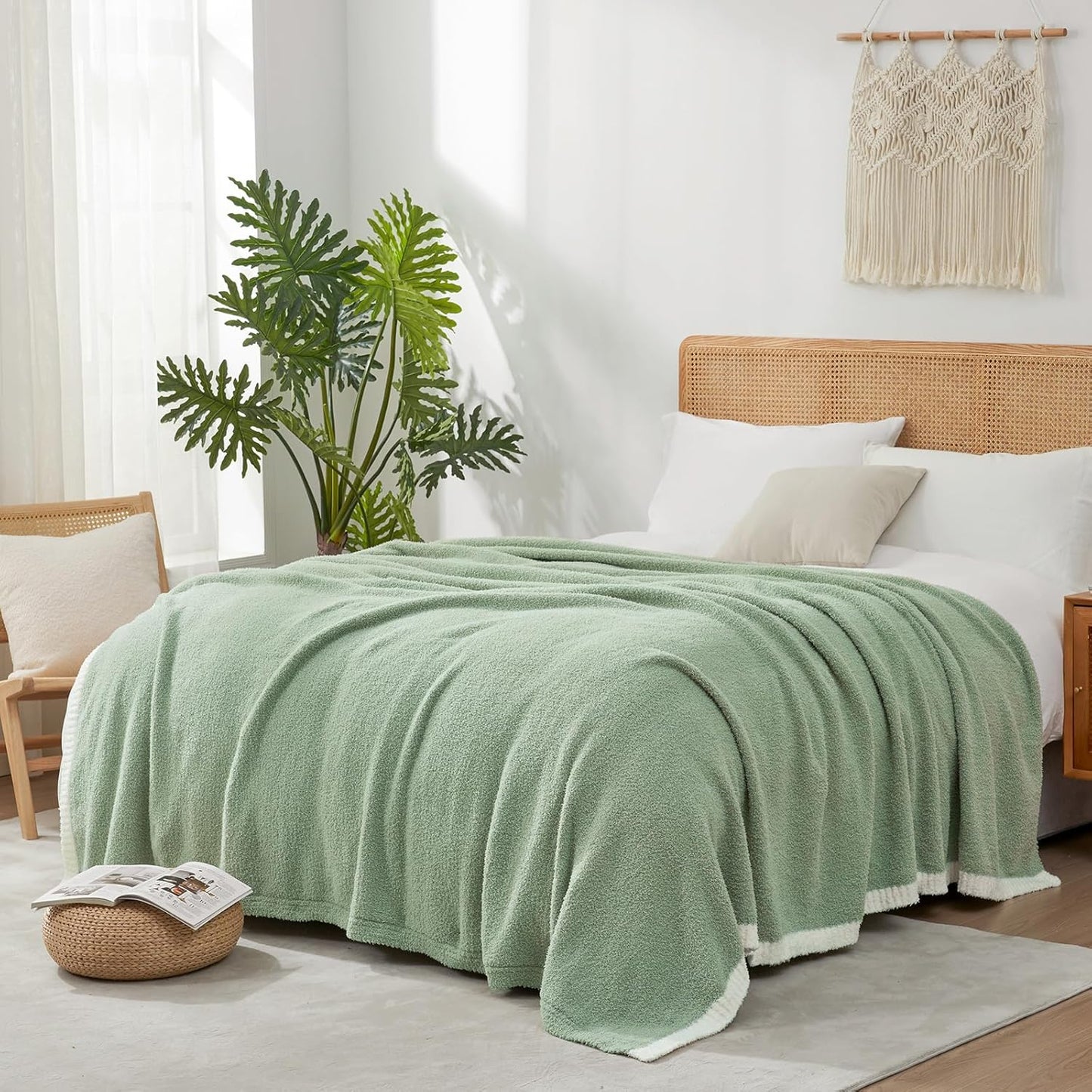 Snuggle Sac Sage Green Queen Size Blanket for Cozy Comfort