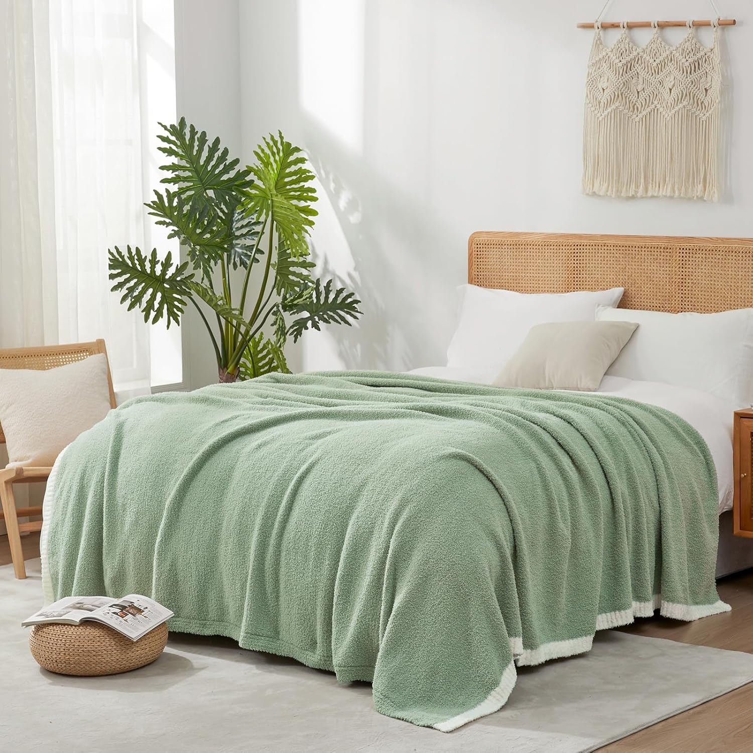 Snuggle Sac Sage Green Queen Size Blanket for Cozy Comfort