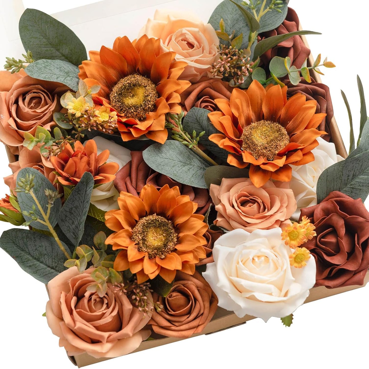Ling's Moment Sunflower Terracotta Artificial Flowers Set for DIY