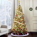 7.5FT Pre-Lit Artificial Christmas Tree with Pine Cones - Snow Flocked