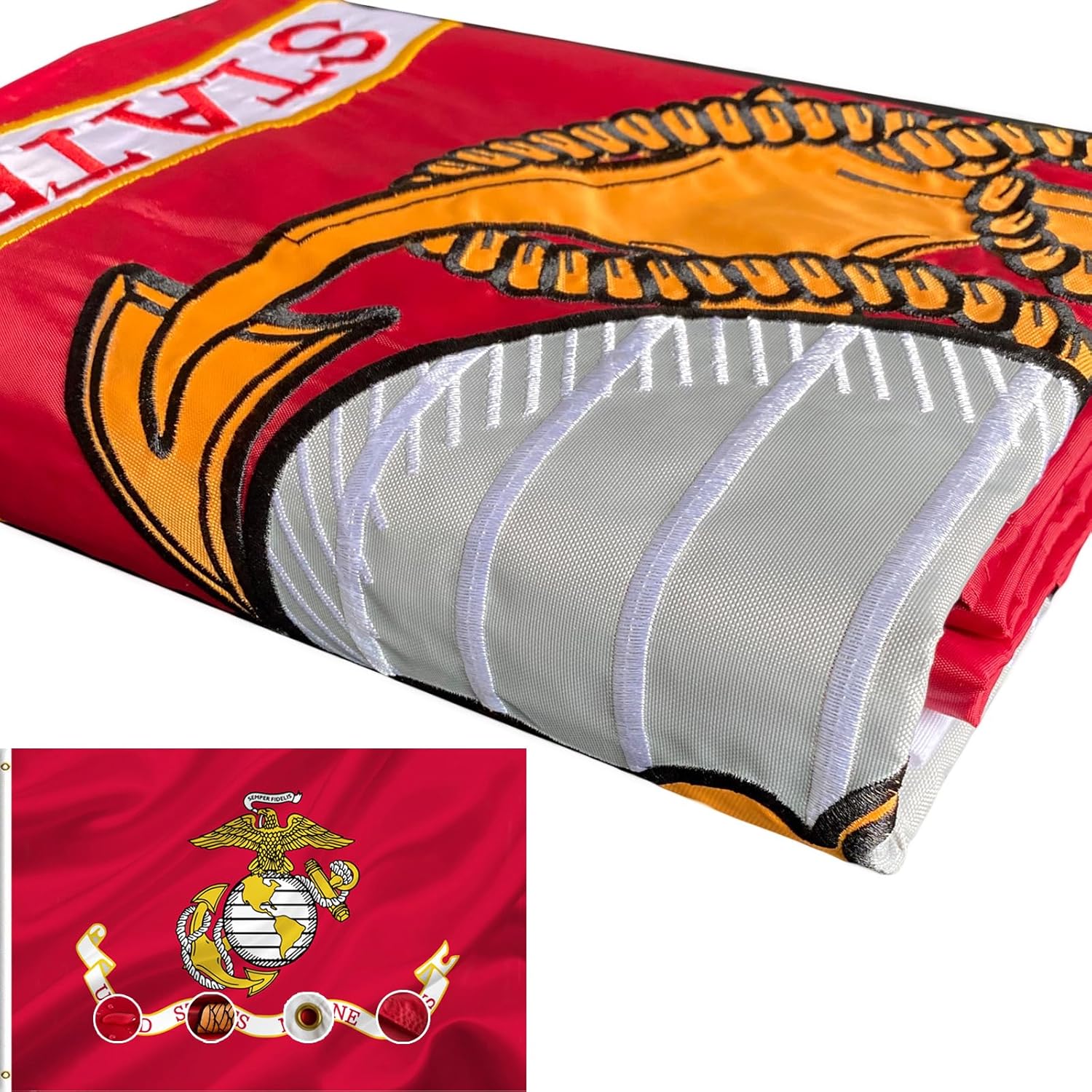 Marine Corps Embroidered Military Flags 3x5 Outdoor Display