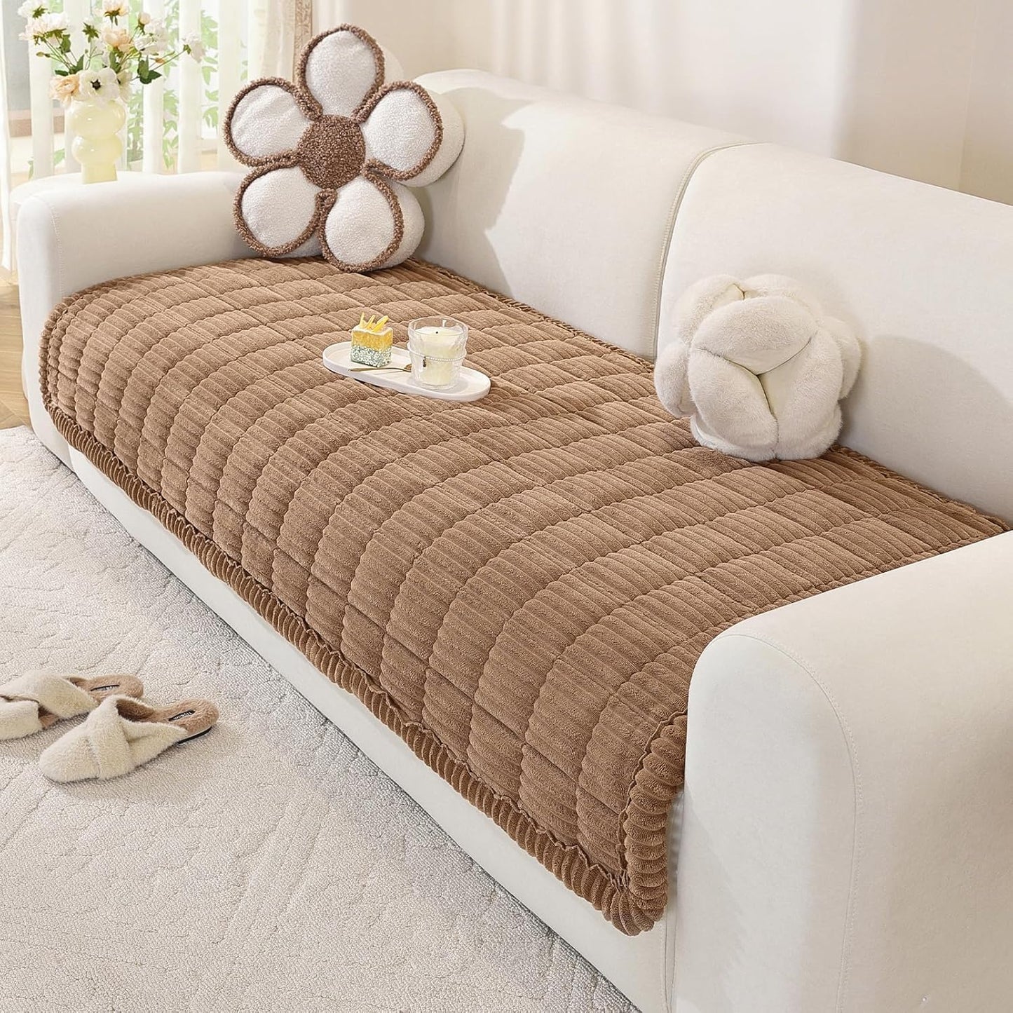 Couch Cover for Dogs Washable, Soft Fuzzy Sectional Sofa Cover