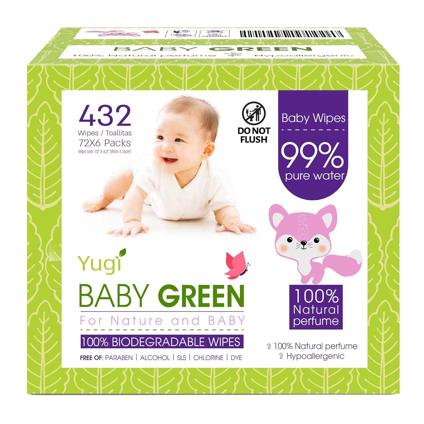 Biodegradable Baby Wipes - 99% Pure Water, Plastic-Free, Sensitive Skin Safe
