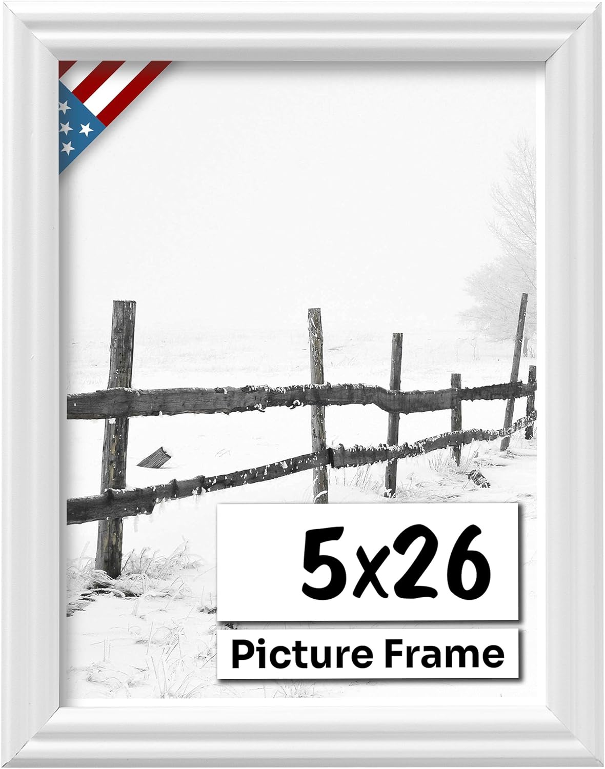 White 5x26 Picture Frame - Handmade Solid Wood Wall Decor
