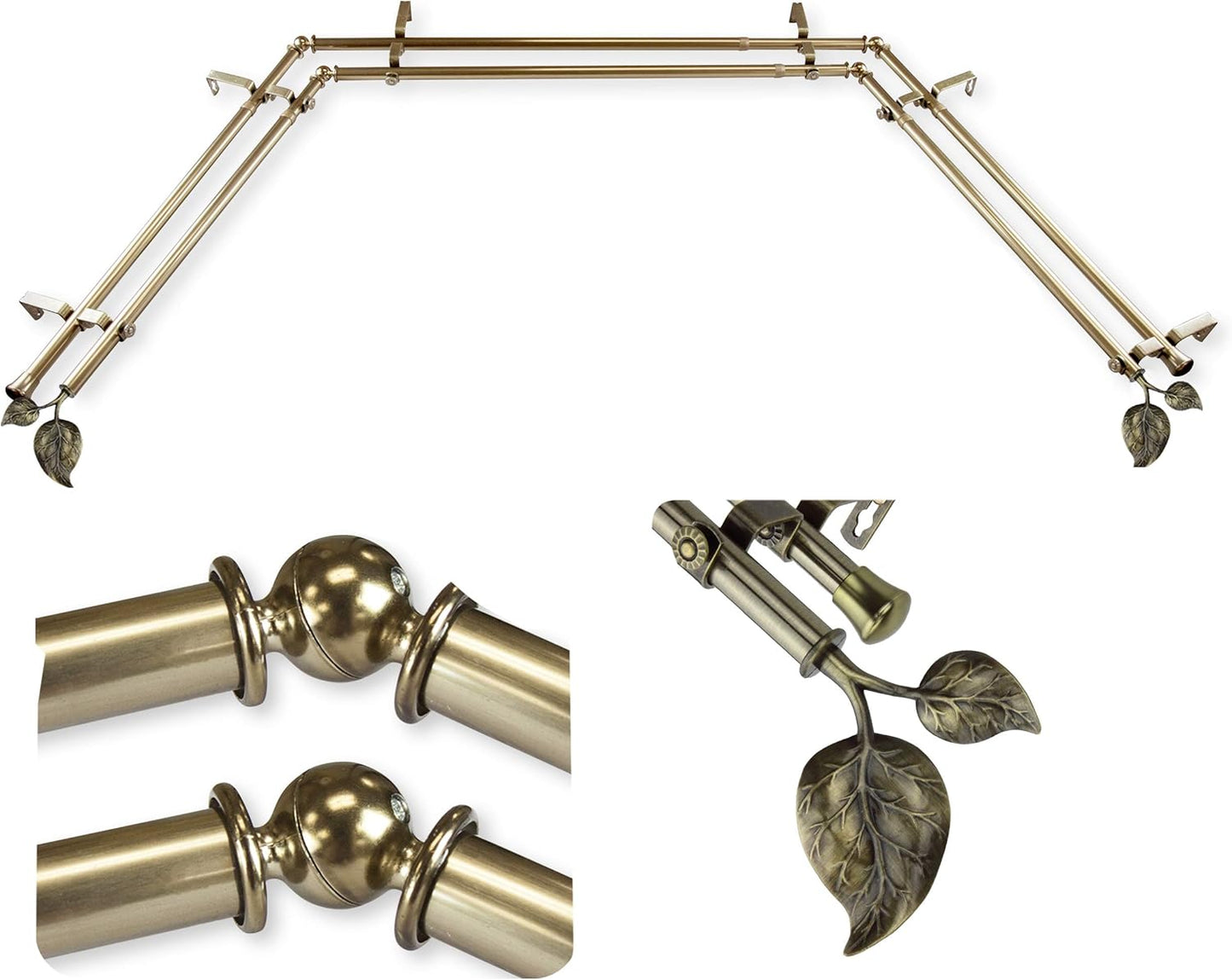 A&F Antique Brass Double Bay Curtain Rod
