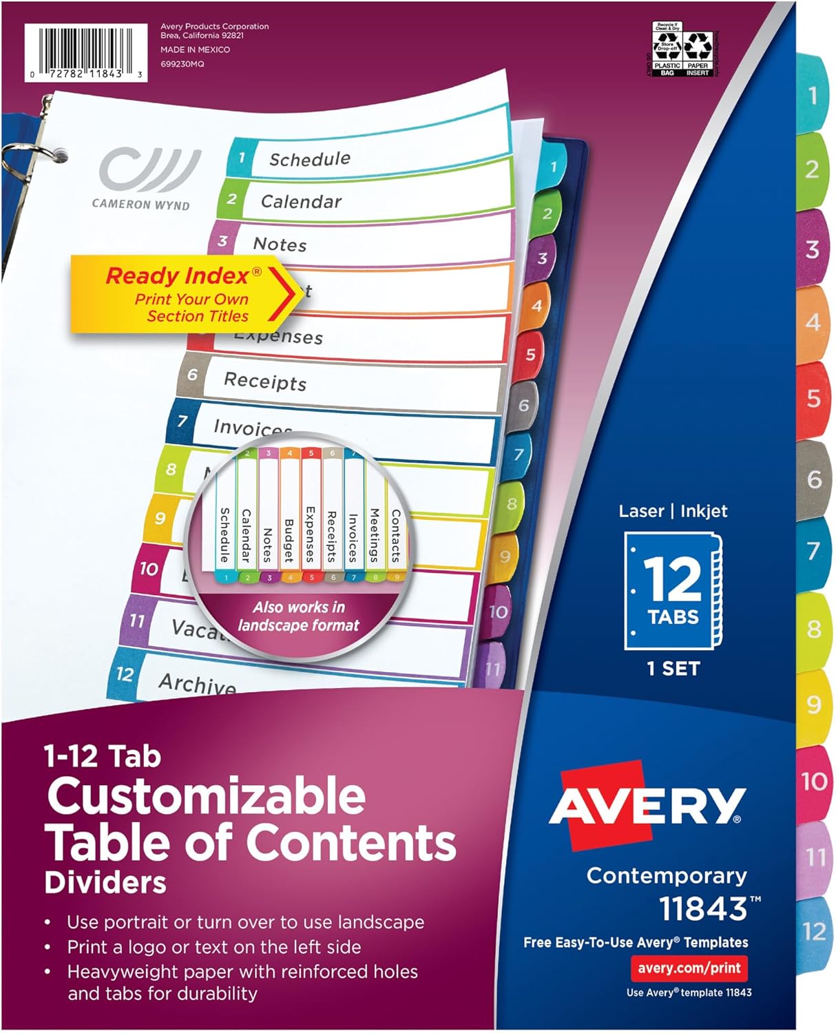 Avery Dividers for 3 Ring Binders with Customizable Tabs