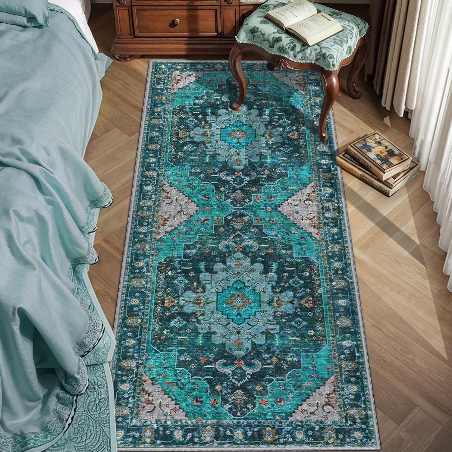 Ciicool 2ftx5ft Washable Runner Rug - Soft Non Slip Vintage Carpet