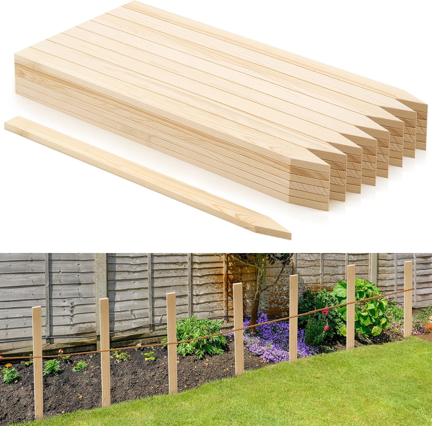 48 Pieces Wooden Garden Stakes for Plant Support and More