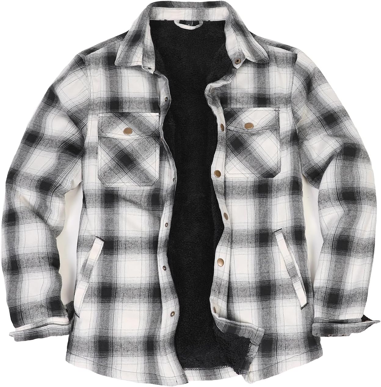 ZENTHACE Men's Sherpa Lined Flannel Shirt Jacket for Winter