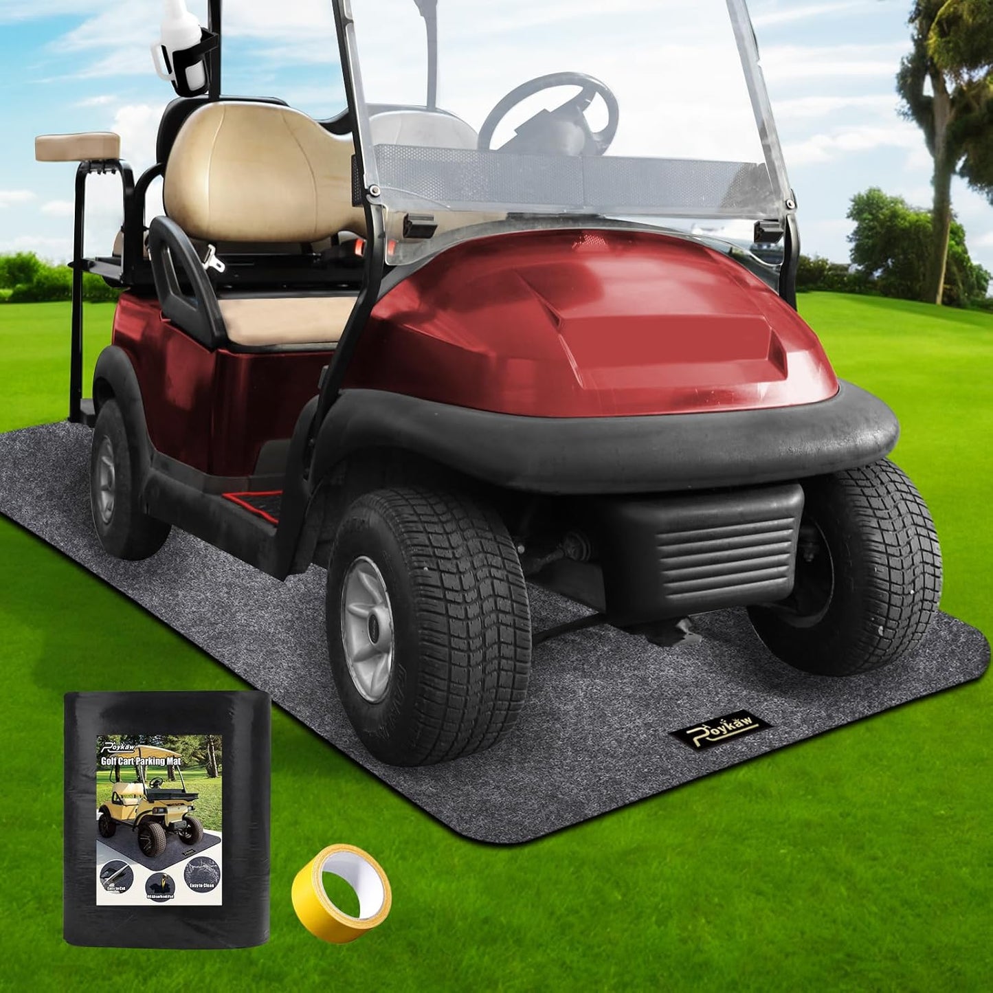 Roykaw Golf Cart Parking Mat - Protects Floors, Prevents Slipping
