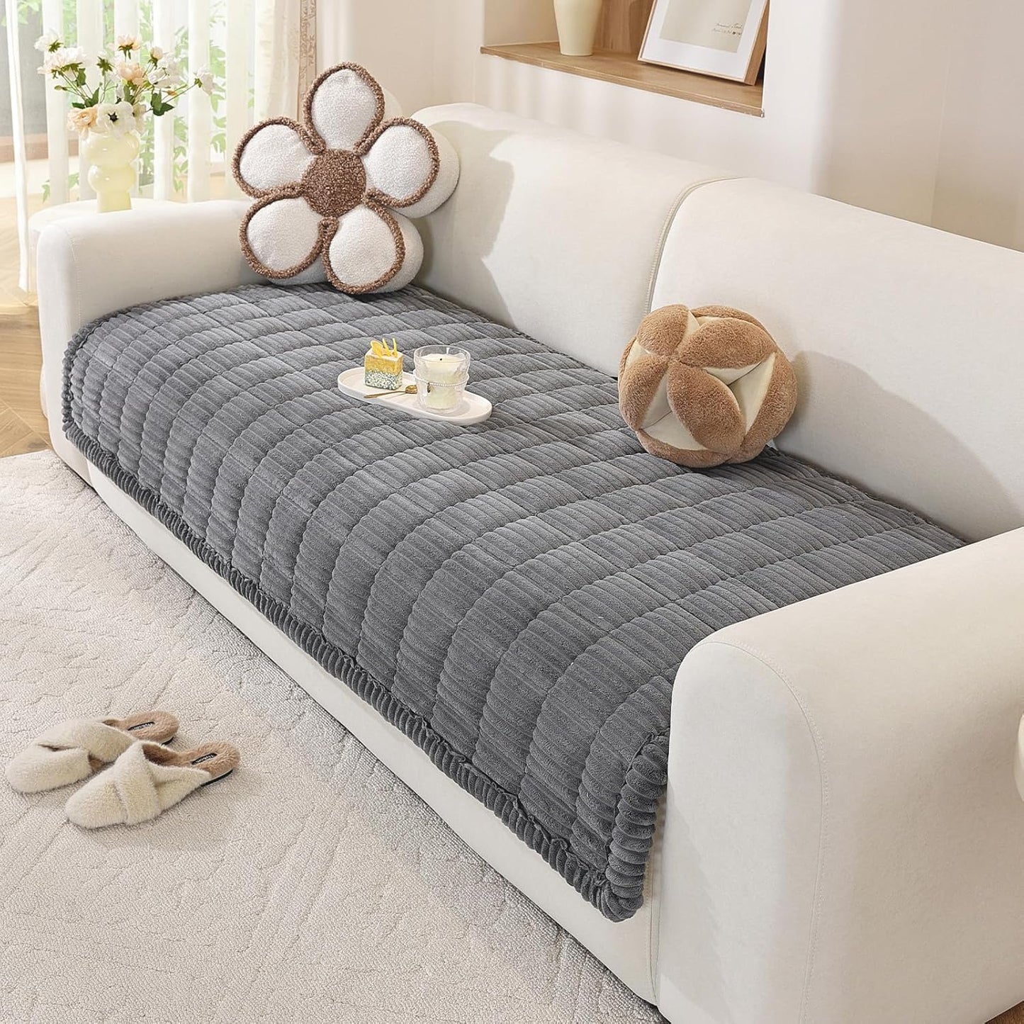Couch Cover for Dogs Washable, Soft Fuzzy Sectional Sofa Cover