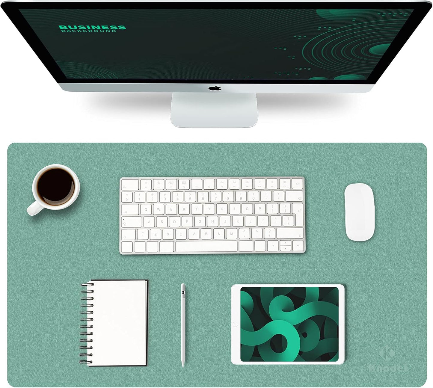 K KNODEL Green Leather Desk Mat: Multipurpose Workspace Protector