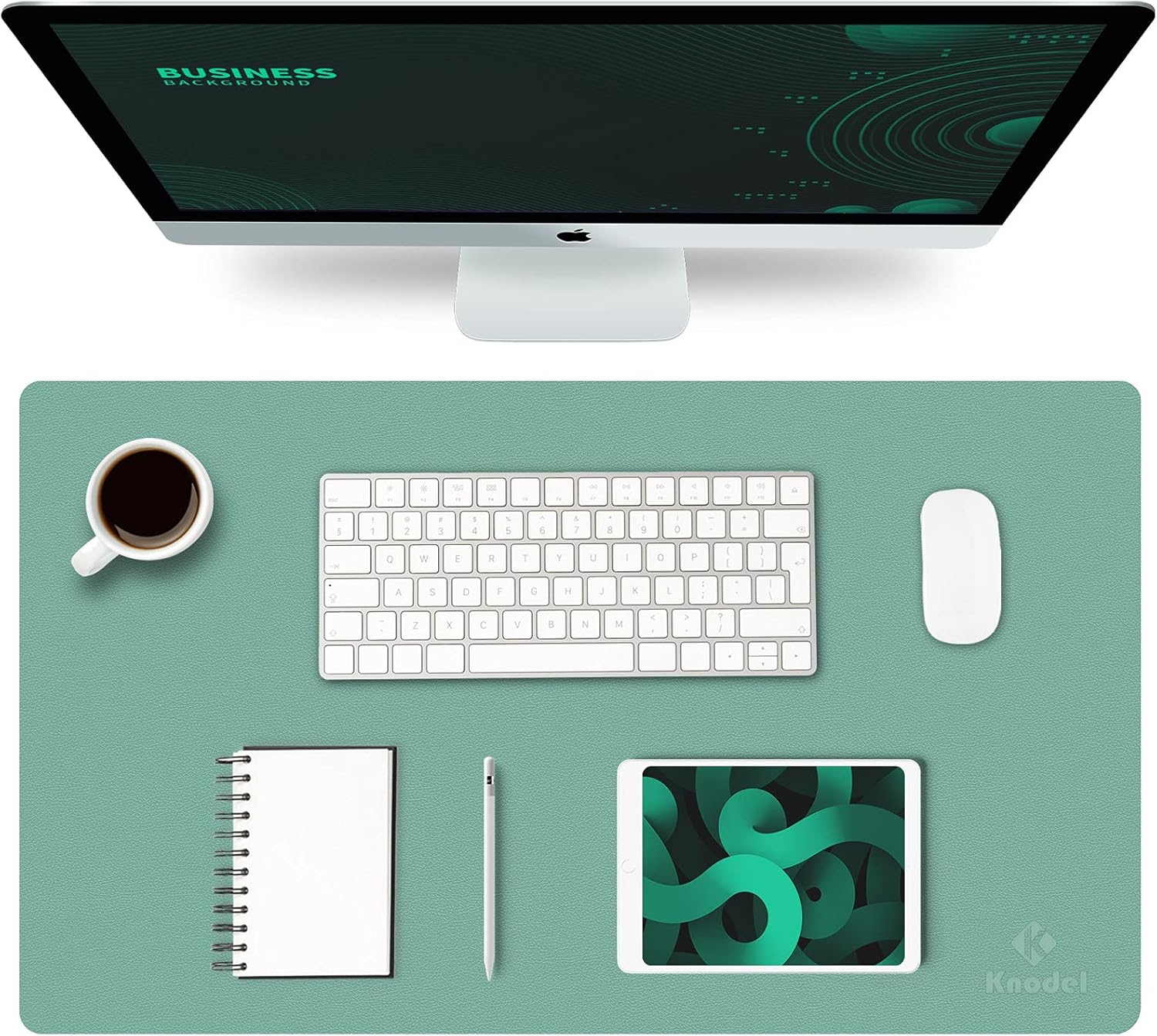 K KNODEL Green Leather Desk Mat: Multipurpose Workspace Protector