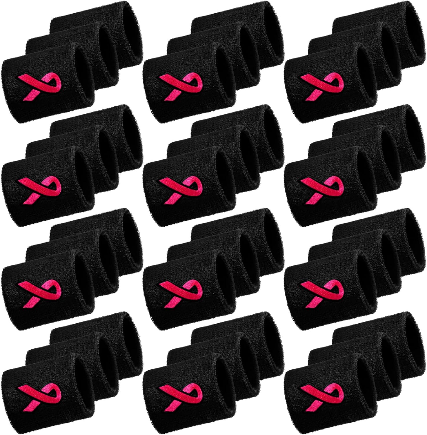 36 Pieces Breast Cancer Awareness Sweatbands for Sports Use