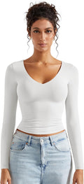 SUUKSESS Women's V Neck Crop Tank Top with Double Lining