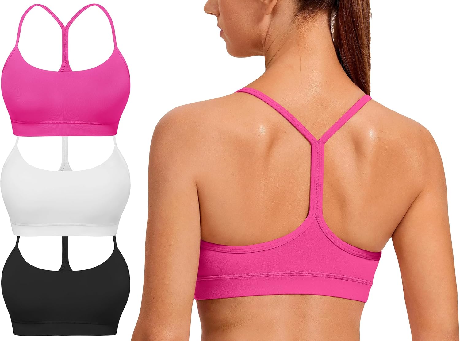 Spaghetti Strap Padded Sports Bras for Women - Y Back Design