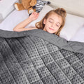 Grey Weighted Blanket Kids 10lbs, 40in x 60in - Cooling Minky Hug