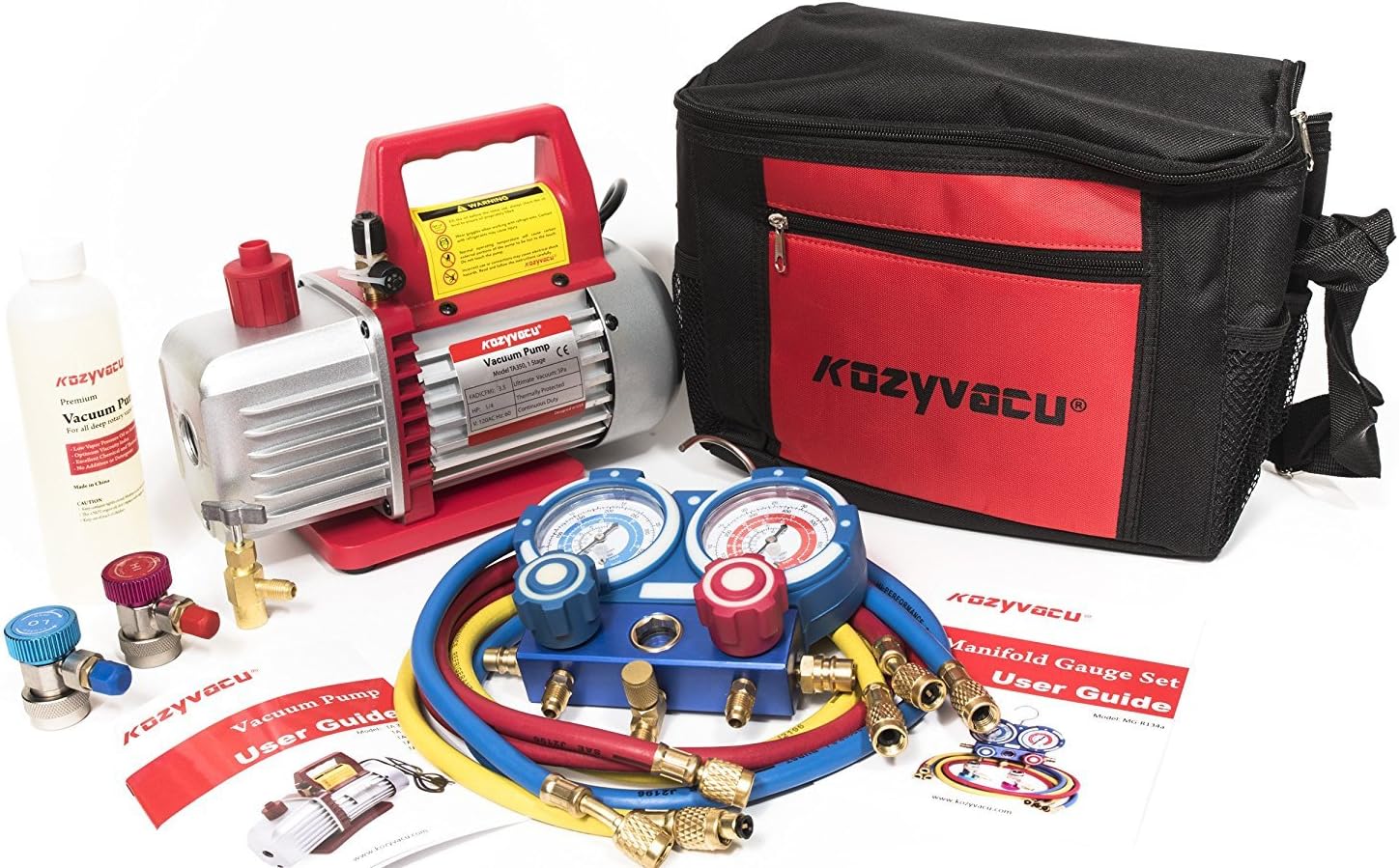 Kozyvacu AC Repair Kit: Powerful 3.5 CFM Vacuum Pump + Manifold Gauge Set