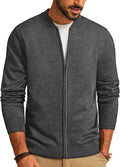 Men's Full Zip Cardigan Sweater Slim Fit Stand Collar - Lightweight PJ