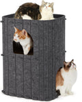 2-Storey Cat House for Indoor Cats - Large Felt Condo Dark Grey