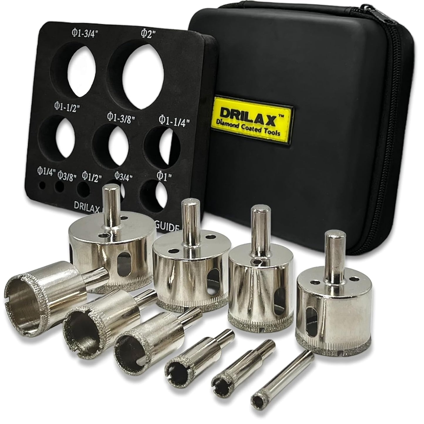 Drilax 10-Piece Diamond Drill Bit Set for Ceramic & Glass