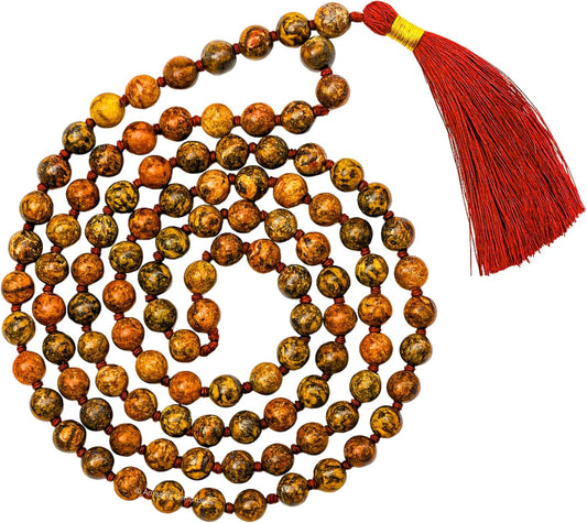 Leopard Jasper Mala Beads 108 for Meditation and Mindfulness