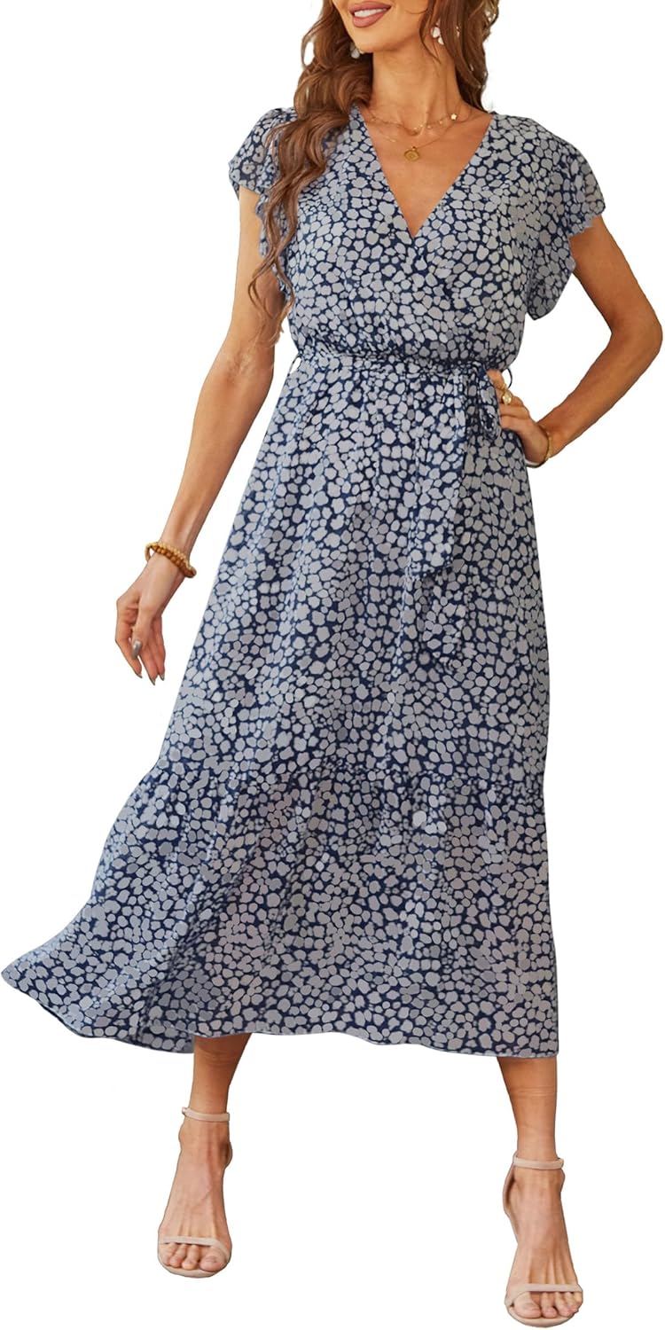 PRETTYGARDEN Women's Summer Floral Boho Maxi Dress for Weddings