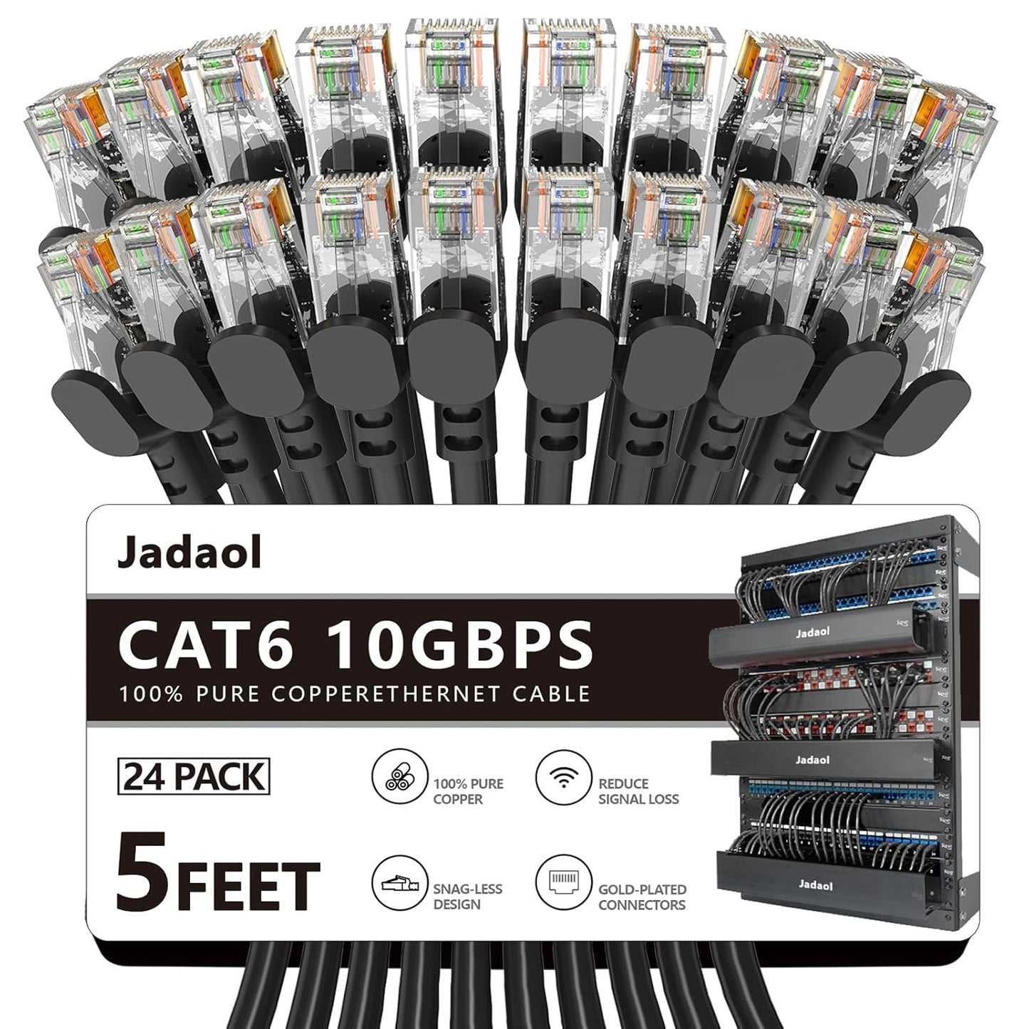 Jadaol Cat6 5ft Patch Cables for High-Speed Ethernet Needs