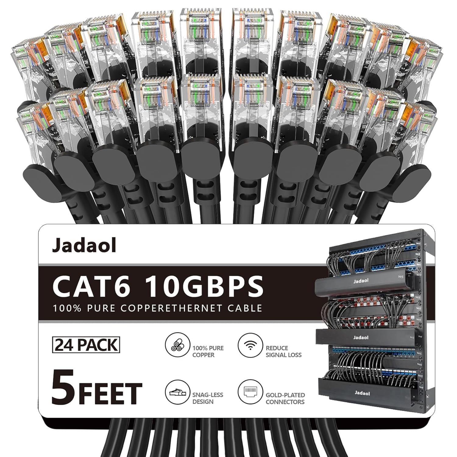 Jadaol Cat6 5ft Patch Cables for High-Speed Ethernet Needs