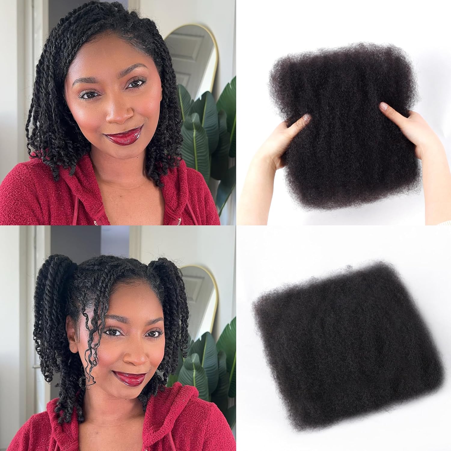 Afro Kinky Bulk Human Hair for Mini Twist and Braiding Styles