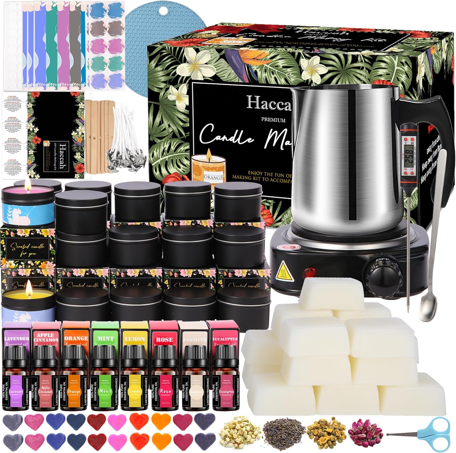 Complete Candle Making Kit with Wax Melter for DIY Lovers