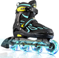 Adjustable Cyan & Yellow Inline Skates for Kids and Adults - Light Up