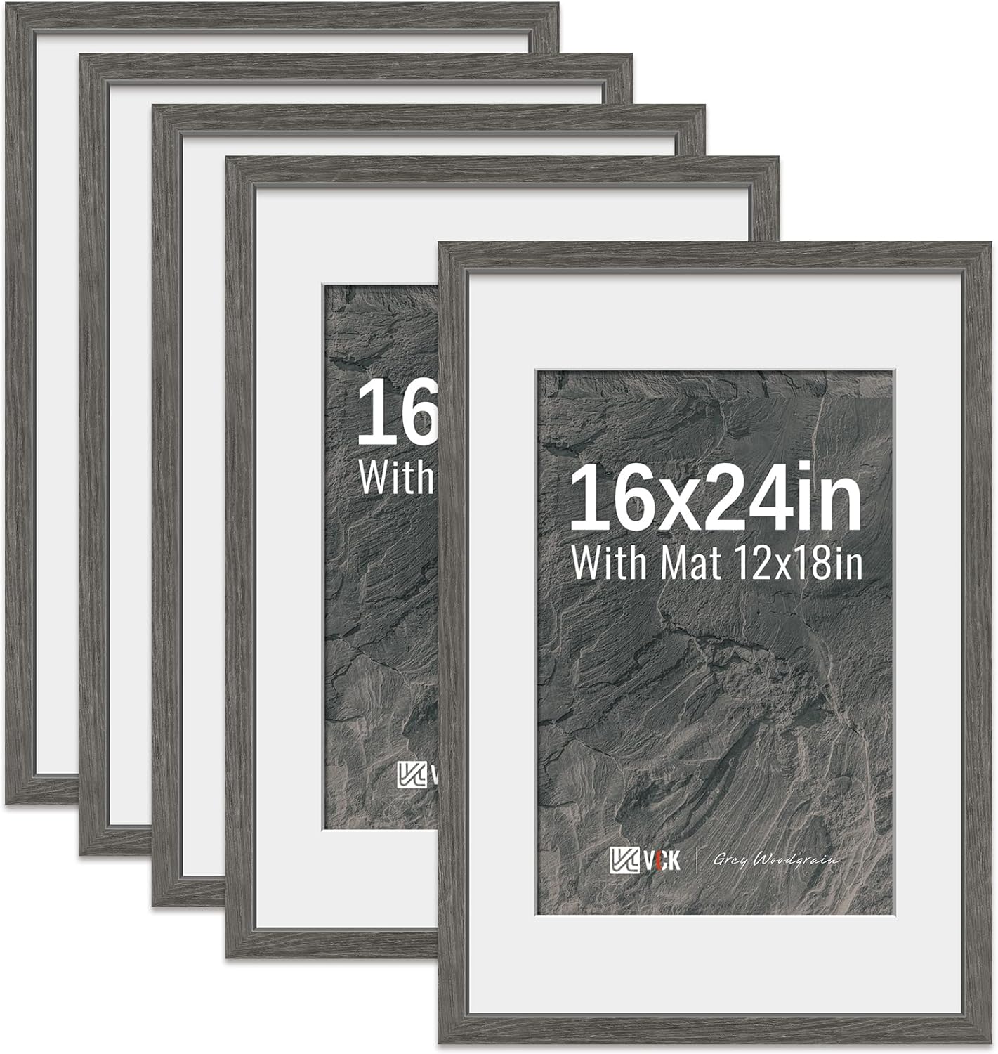 VCK 16x24 Poster Frame 5 Pack - Grey High-End Wood Frames