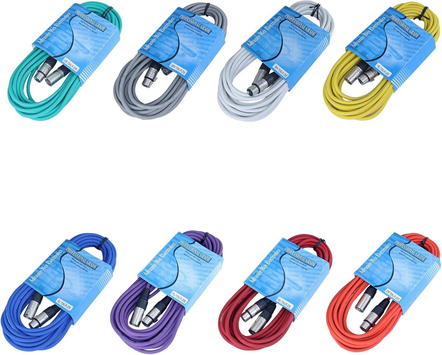 8 Color Pack Pro Audio XLR Cables 15ft Long for Versatile Use