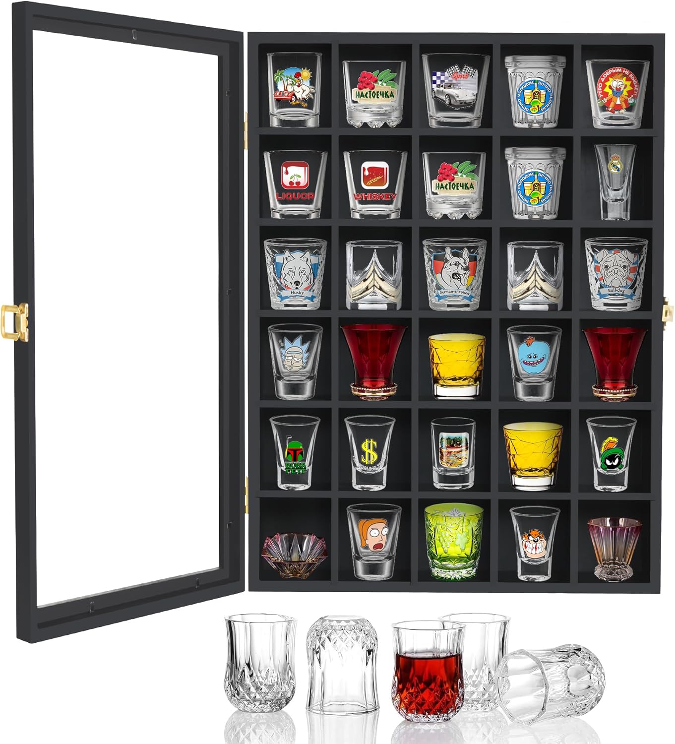 Invech 30 Shot Glass Display Case for Home Bar Decor