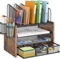 4-Tier Mesh Desk Organizer with 5 Vertical File Holders - Space Saving