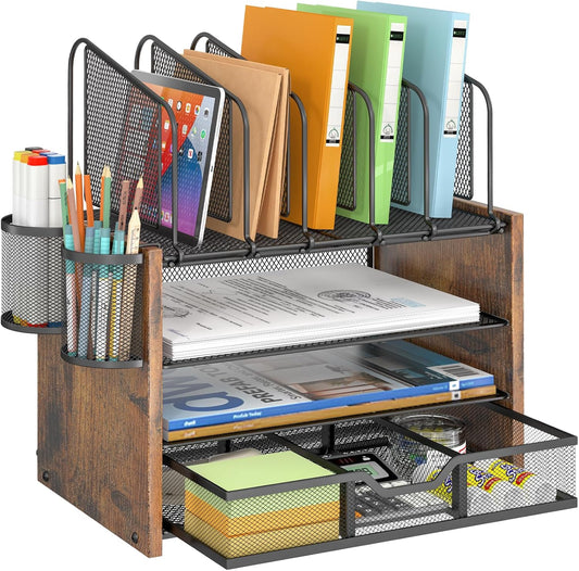 DAOUTIME 4-Tier Desk Organizer with Drawer