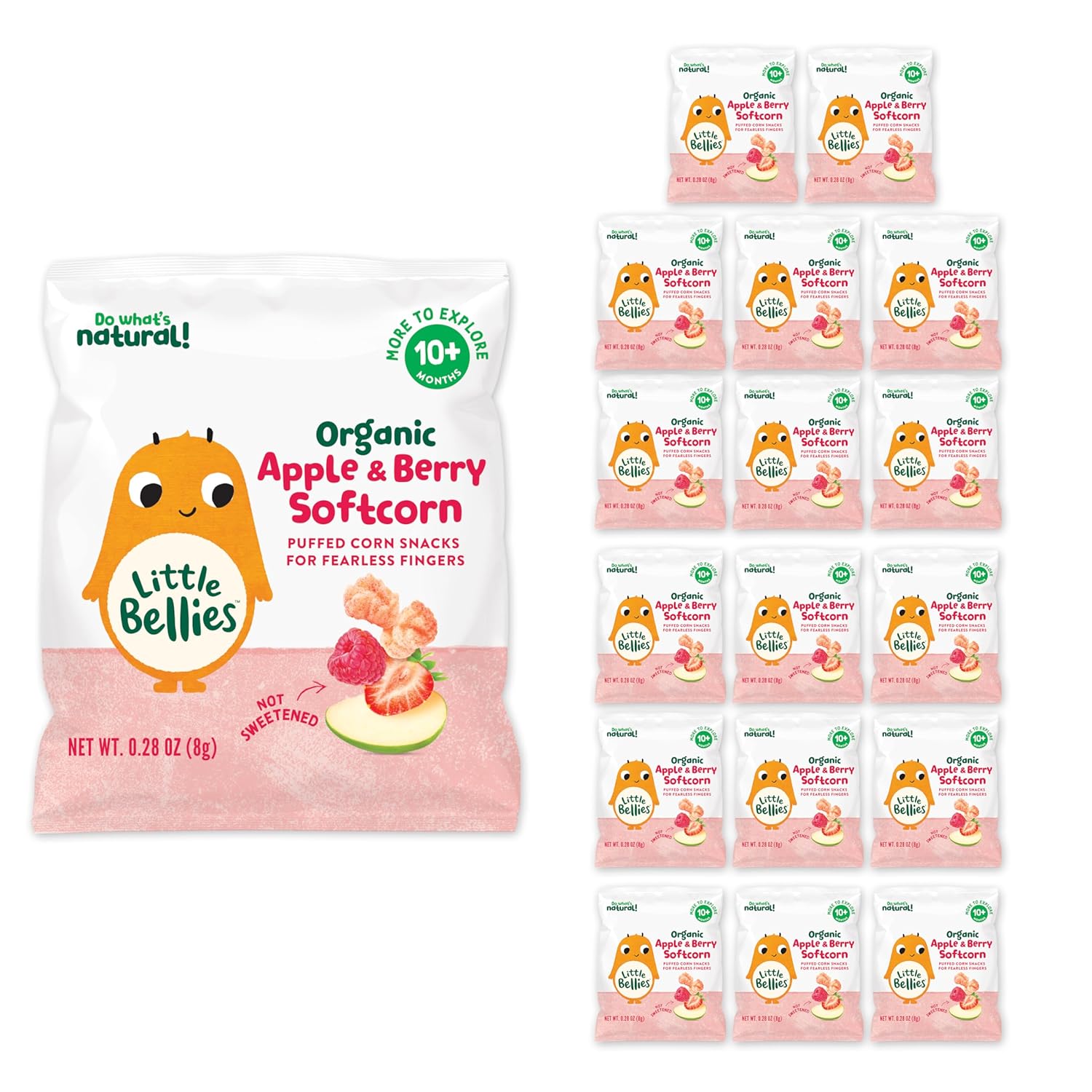 Organic Apple & Berry Softcorn Baby Snack - 18 Packs
