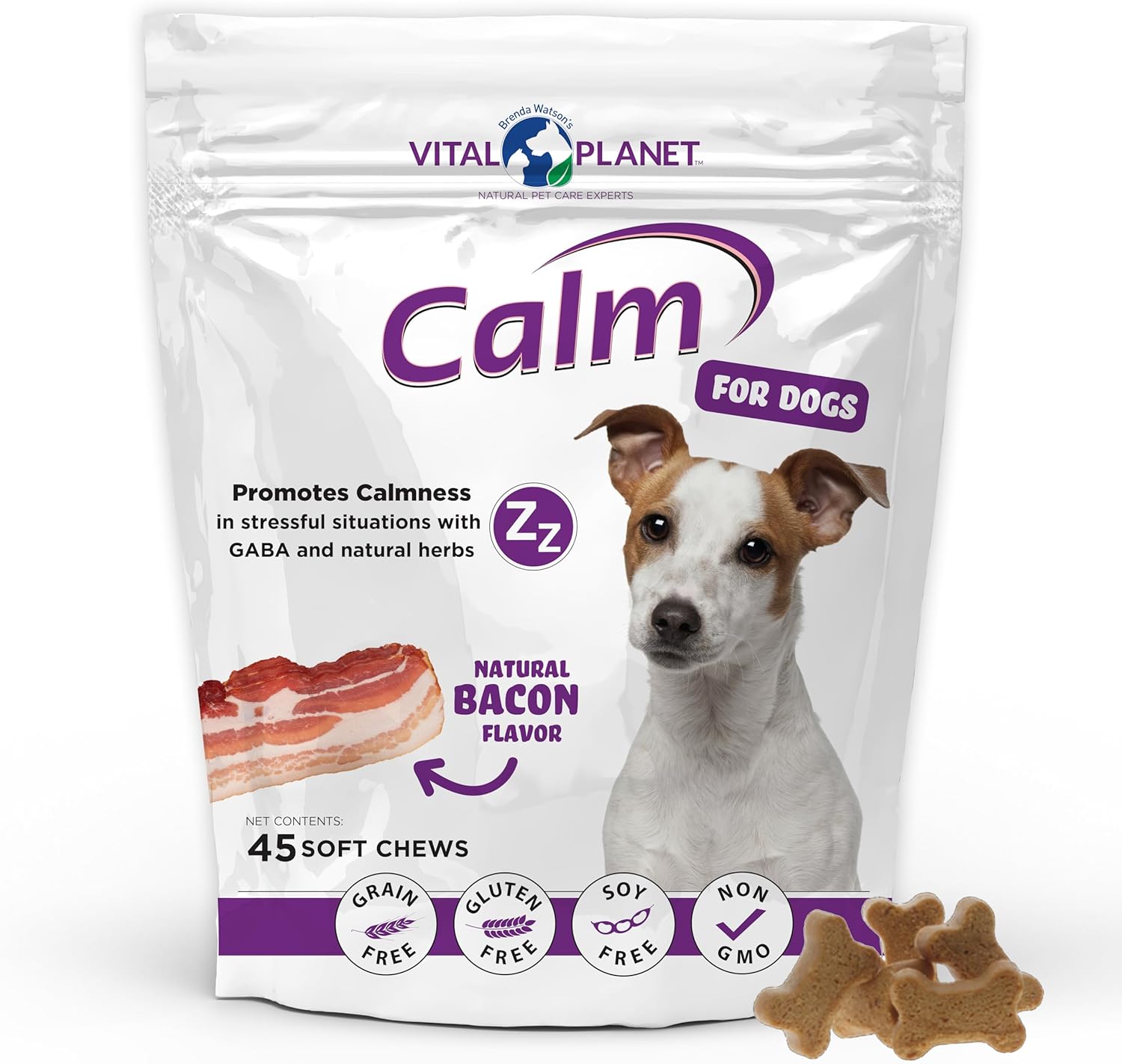 Vital Planet Calm Soft Chews for Dogs - Natural Stress Relief