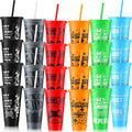 Video Game Plastic Cups with Lids and Straws - 24 Pack Multicolor