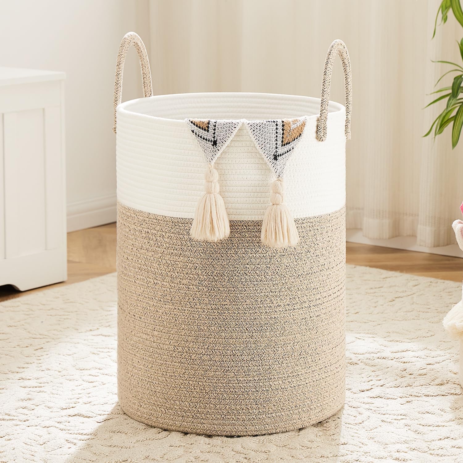 Woven Cotton Rope Laundry Hamper for Stylish Home Storage