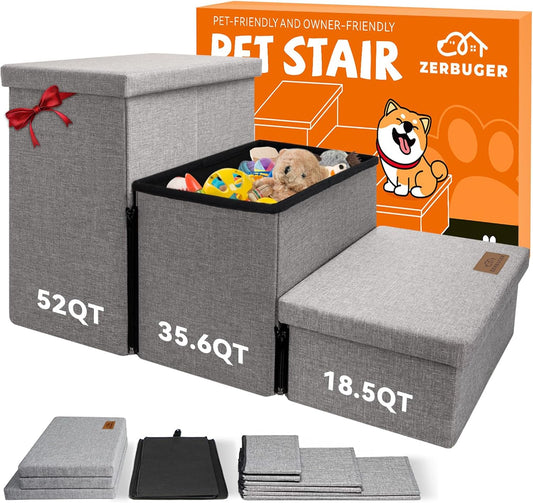 Wider Dog Stairs with Storage for Large Medium Small Pets