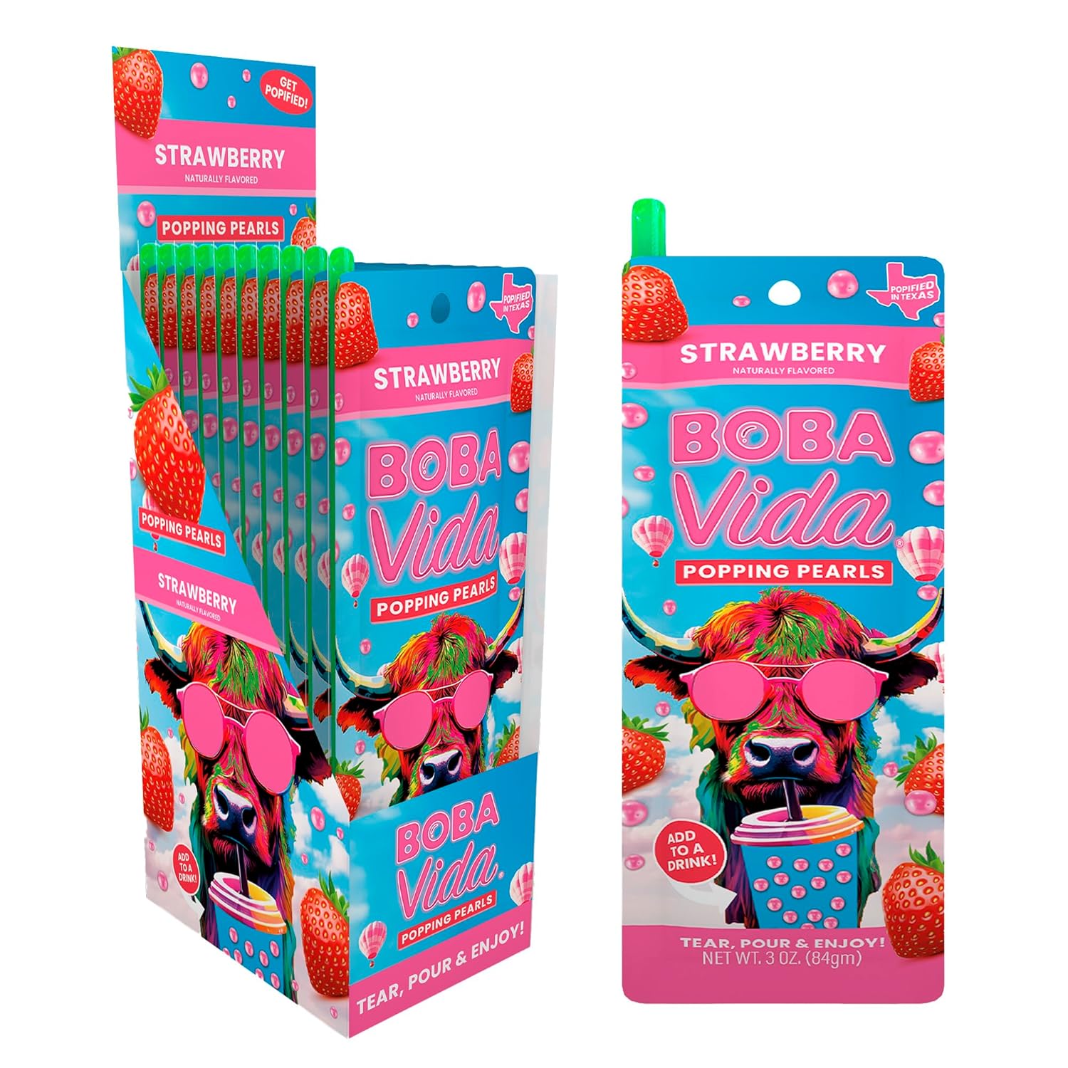 BobaVida Strawberry Boba Pearls - Perfect for Drinks & Desserts