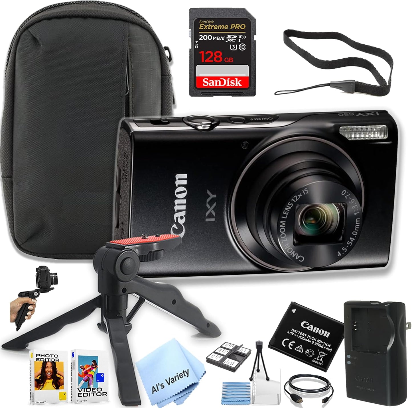Canon PowerShot IXY 650 Digital Camera with 128GB Memory Bundle